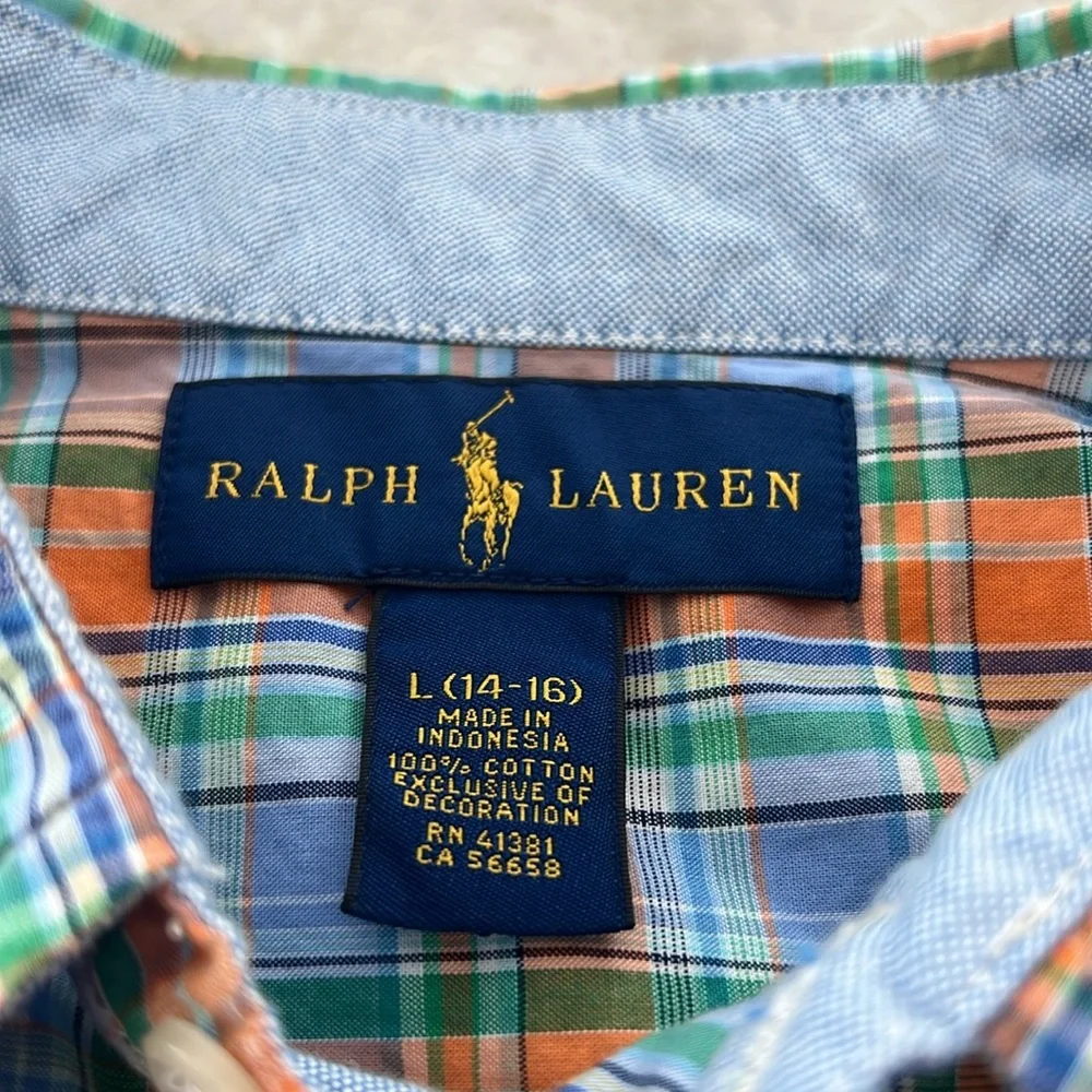 Ralph Lauren Shirt Plaid Button Down Boys Large (14/16)